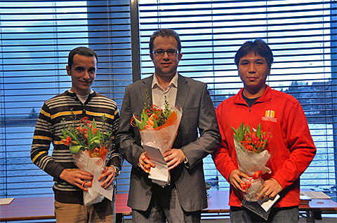 El podio: Amin (Egipto), Eljanov (Ucrania), So (Filipinas)